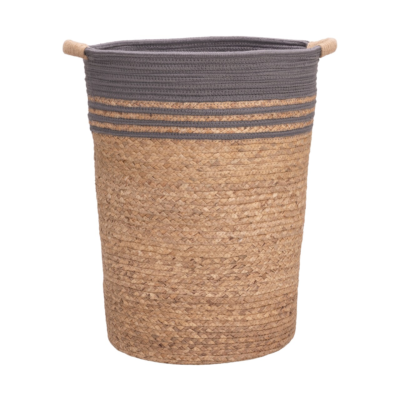 Seville Classics Natural Water Hyacinth and Rope Round Hamper with Liner